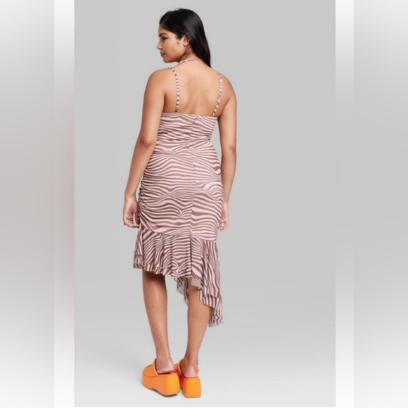 NWT Wild Fable Asymmetrical Animal Print Spaghetti Strap Party Dress - Picture 2 of 9